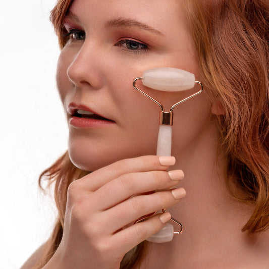 Rose Quartz Luxury Facial Roller for Puffiness