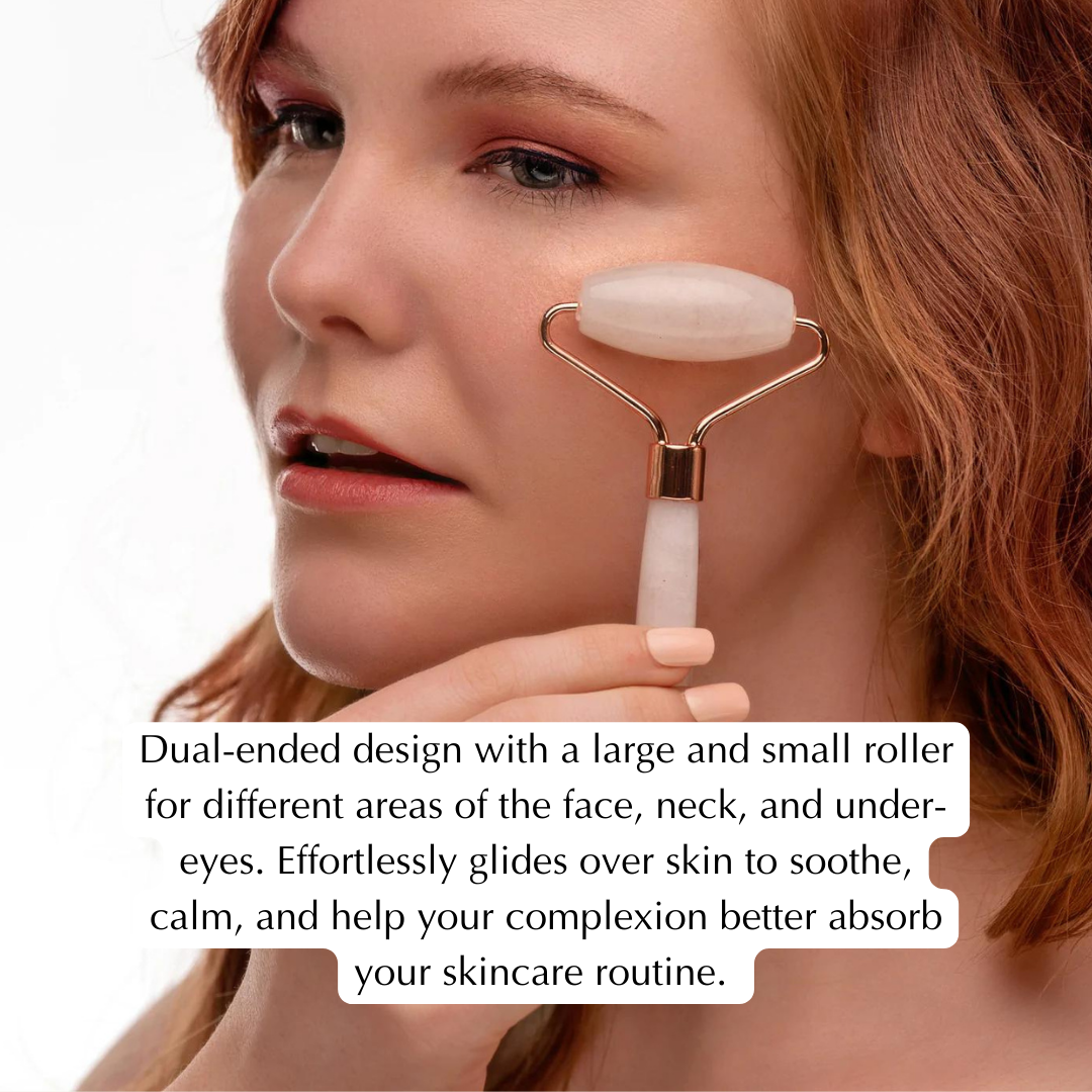 Rose Quartz Luxury Facial Roller for Puffiness